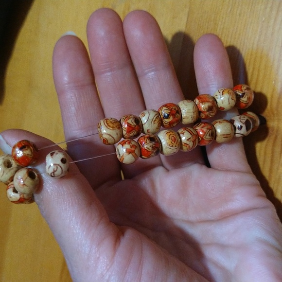 Boho Bohemian style hippie wooden pattern bracelets - Picture 7 of 10